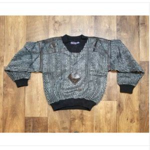 Vtg 80's "Sanford and Son" Sweater w Faux leather